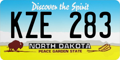 ND license plate KZE283