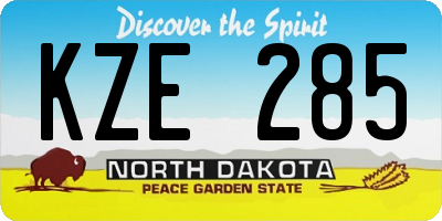 ND license plate KZE285