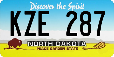 ND license plate KZE287