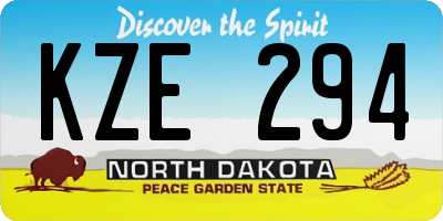 ND license plate KZE294