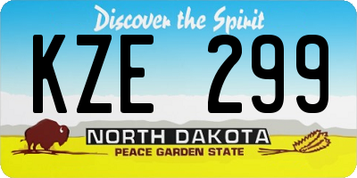 ND license plate KZE299