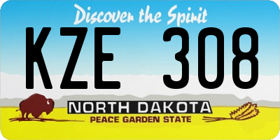 ND license plate KZE308