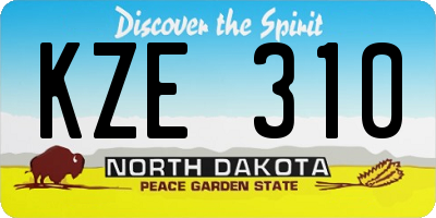 ND license plate KZE310