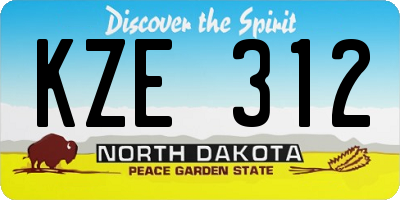 ND license plate KZE312