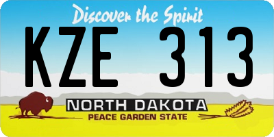 ND license plate KZE313