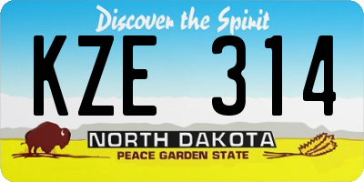 ND license plate KZE314
