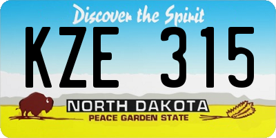 ND license plate KZE315