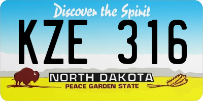 ND license plate KZE316