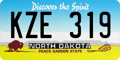 ND license plate KZE319