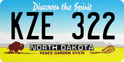 ND license plate KZE322