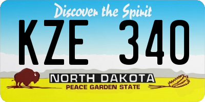 ND license plate KZE340