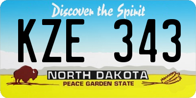 ND license plate KZE343