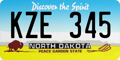 ND license plate KZE345