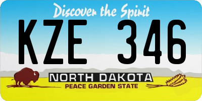 ND license plate KZE346