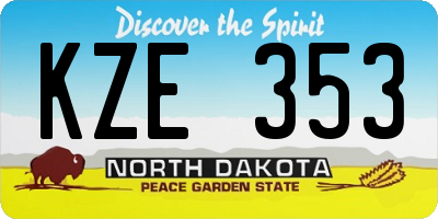 ND license plate KZE353