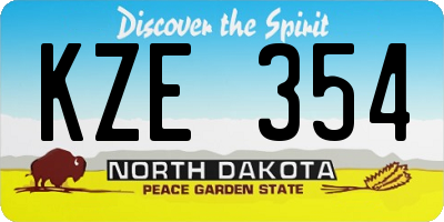 ND license plate KZE354
