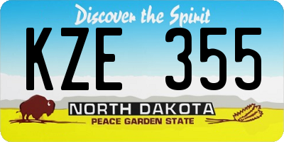 ND license plate KZE355