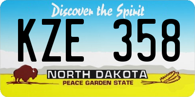 ND license plate KZE358