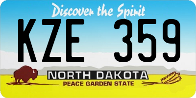 ND license plate KZE359