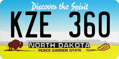 ND license plate KZE360
