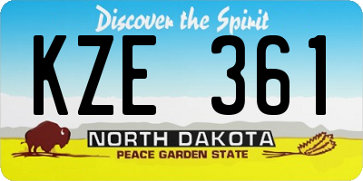 ND license plate KZE361