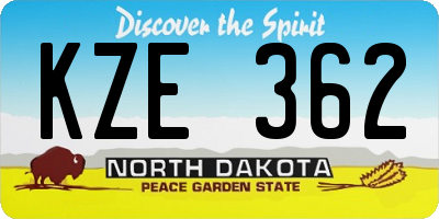 ND license plate KZE362