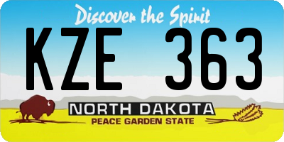 ND license plate KZE363
