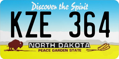 ND license plate KZE364