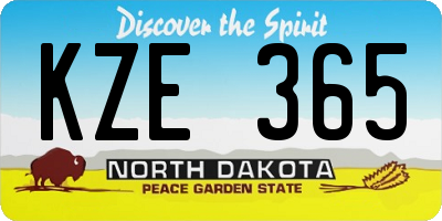 ND license plate KZE365