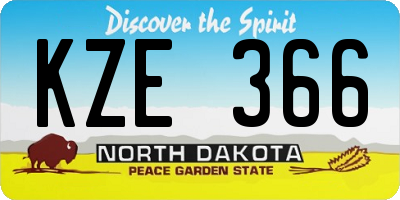 ND license plate KZE366