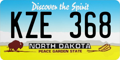 ND license plate KZE368