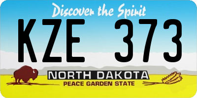 ND license plate KZE373