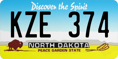 ND license plate KZE374