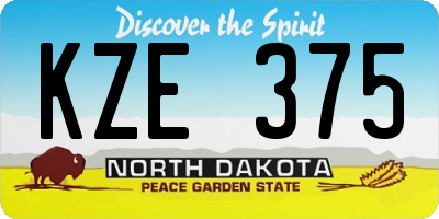 ND license plate KZE375