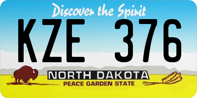 ND license plate KZE376