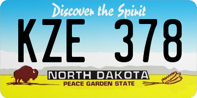 ND license plate KZE378