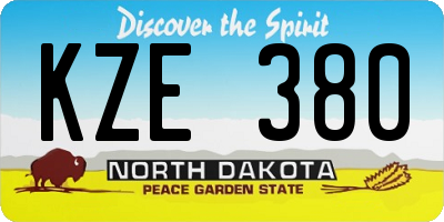 ND license plate KZE380