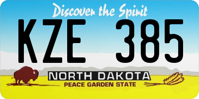 ND license plate KZE385