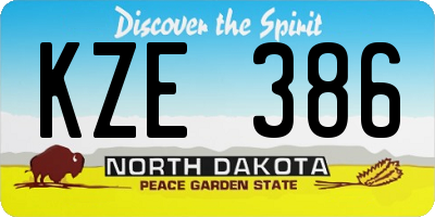ND license plate KZE386