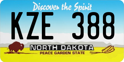 ND license plate KZE388