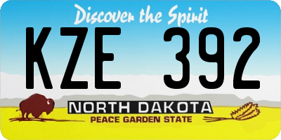 ND license plate KZE392
