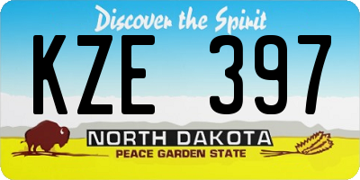 ND license plate KZE397