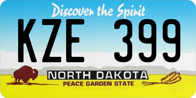 ND license plate KZE399