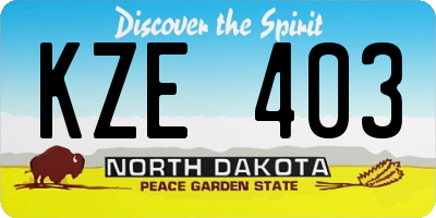 ND license plate KZE403