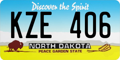 ND license plate KZE406