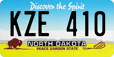 ND license plate KZE410