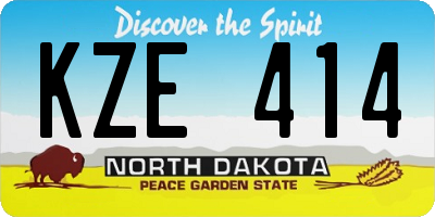 ND license plate KZE414