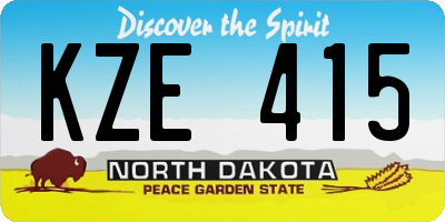 ND license plate KZE415