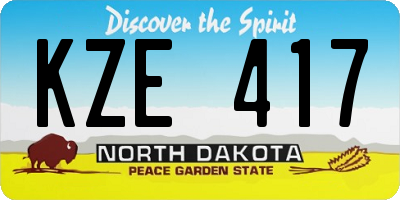 ND license plate KZE417