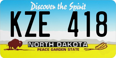 ND license plate KZE418